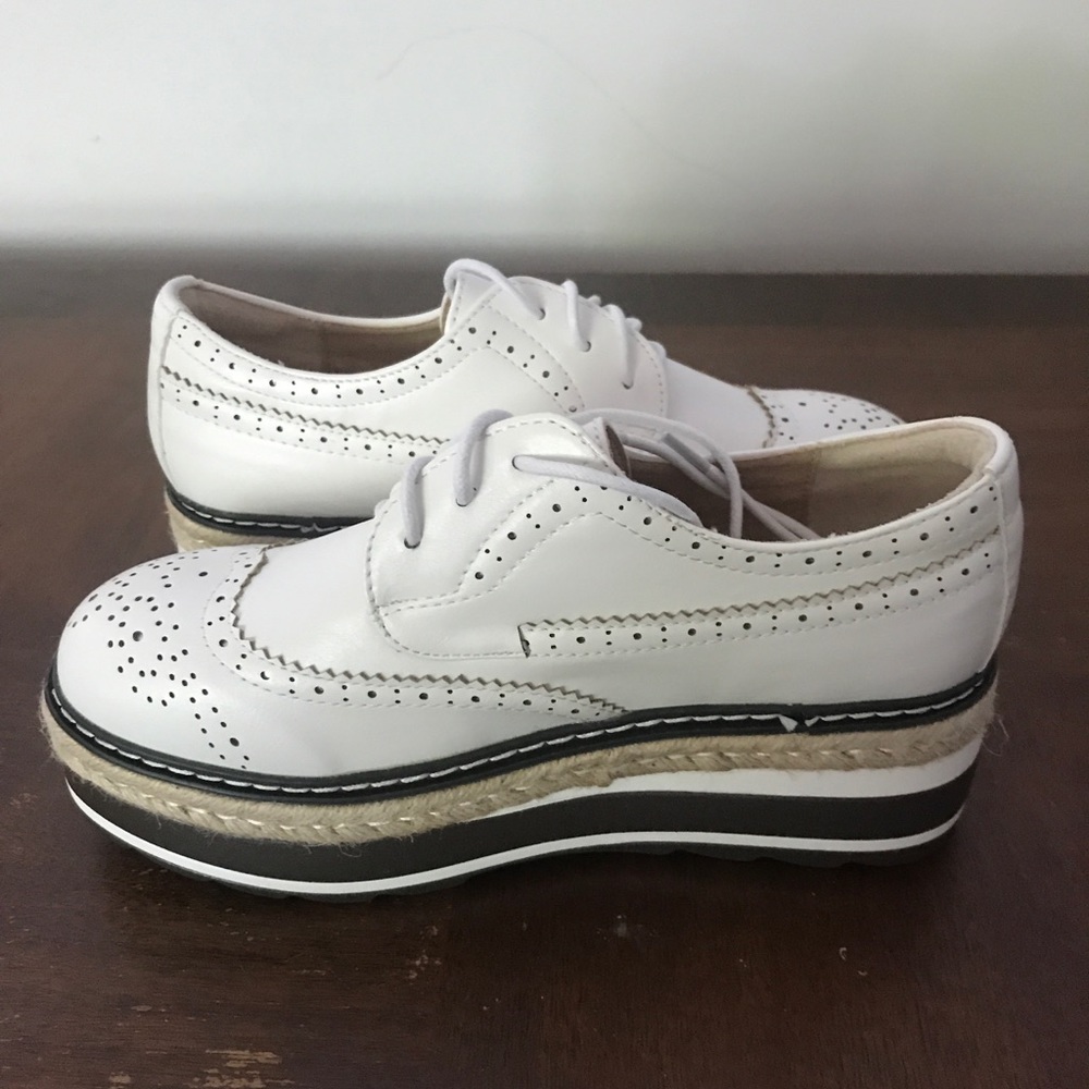 White oxford platform shoes